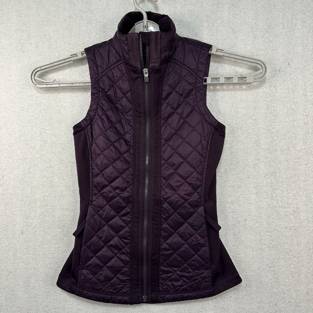 Athleta Vest Women's Burgandy XXS Quilted Full Zip Vented